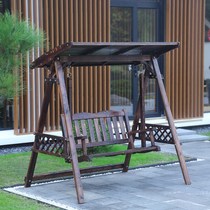Wooden solid wood swing chair outdoor garden Garden rocking chair anticorrosive wood hanging chair rocking basket chair hammock hanging basket swing swing