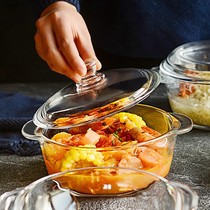 Microwave oven heating special bowl pot heat-resistant glass supplies set household light wave stove container lunch box