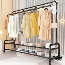 Home hanging hanger Floor hanging bag rack drying rack universal wheel can put shoes students large space pulley land hanger