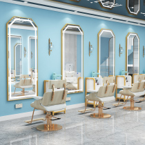 Net red wall-mounted cosmetic mirror beauty salon mirror barber shop hair salon special with light-emitting mirror table tool table