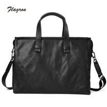 Mens briefcase leather mens bag business simple casual shoulder crossbody large capacity computer bag Hand bag tide