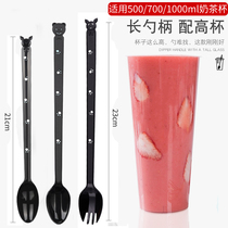 21cm23cm Roasted grass spoon Disposable spoon lengthened individually packaged milk tea shop special ice cream long ice soup