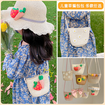 Bara bara Korean version of the net red childrens bag 2021 summer new little girl messenger bag girls fashion straw bag