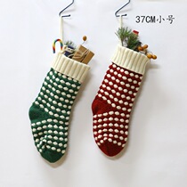 Small 37CM Christmas sock set decoration hanging piece Christmas gift bag knitted sweet bag wavedot wall