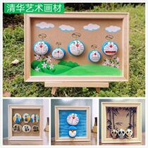 Handmade DIY wooden clay photo frame work frame stone painting frame graffiti clay color clay three-dimensional picture frame photo frame
