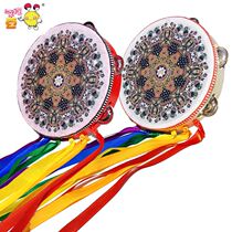  Playing tambourine props Training Rainbow ribbon tambourine Dancing baby girl Happy performance Little drummer