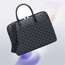 2022 New Fashion Briefcase Business Handbag 14 Inch Computer Bag Crosswalk Show Business Bag Genuine Leather Men Fashion Wave