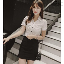 White shirt black short skirt suit womens short-sleeved summer clothes new professional clothes womens hotel reflexology shop technician overalls
