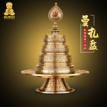 Pure copper manza plate trumpet Tibetan heirloom eight auspicious manchaluo ornament manza repair plate home Tibetan manda plate