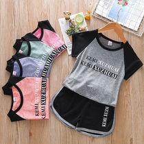 Childrens suit quick-drying sports suit Boys and girls short-sleeved summer thin section 2021 new summer suit tide