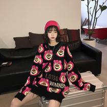 2021 autumn and winter New cute sweet couple coat women loose pullover long lazy sweater wear