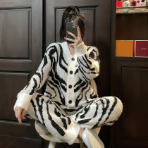 Export zebra series ~ powerful LIEVSI TOM autumn and winter pajamas women soft color two-piece set