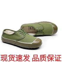 Labor protection liberation shoes 3537 wear-resistant deodorant shallow mouth mens military rubber farmland shoes Single shoes flat shoes Army green lazy