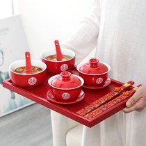 Wedding Cup Happy Bowl chopsticks set newcomer pair red change to tea cup bowl Bowl Bowl wedding wedding gift