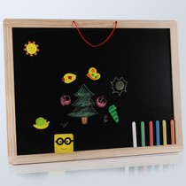 Home teaching solid wood children double-sided small blackboard hanging magnetic writing board White drawing board erasable chalk holder type