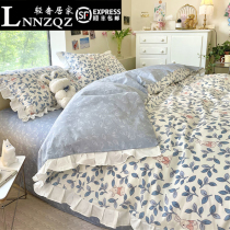 Cotton Bed Four Piece Set 100 Cotton Pastoral hipster quilt cover Bed Spring and Autumn Single Three Piece Bed Hats