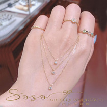 Japan Agete Aqadol 18k Diamond Necklace Stone Original Rime with Nose Poop Lock Bone Chain Straight Mail