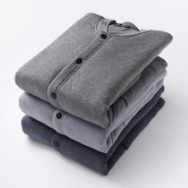 Three shots official flagship store Antarctic cotton cotton thick thermal underwear male middle-aged and elderly large size cardigan warm cotton