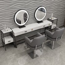 Net red hairdressing shop mirror table simple salon hair cabinet perm dyeing hair salon single-sided studio beauty dressing mirror lamp