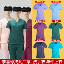 Pure cotton hand washing clothes womens short-sleeved single-piece top brush hand clothes thin operating room doctor overalls summer operating clothes