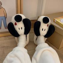 Cotton slippers female winter indoor warm non-slip students home with ins tide cute cartoon plush moon cotton shoes