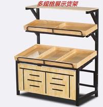Commissary fruit dried fruit vegetable shelf wooden display rack multi-layer multifunctional display rack display cabinet platform wooden square