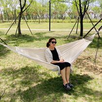 Hammock outdoor swing anti-rollover tassel home cradle chair net indoor canvas hammock double net camping