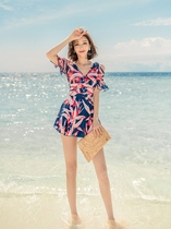 Love 2021 new swimsuit female sense cover belly thin one-piece conservative large size ins wind fairy fan hot spring outfit