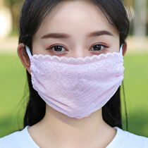  Ice silk mask womens spring and summer thin double sunscreen mask breathable goddess lace veil fashion face protection soft