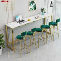 Bar dining table and chair Nordic bar chair Modern simple wrought iron net red backrest high chair subnet red clothing milk