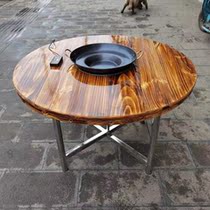 Guizhou characteristic night market pot table wooden hot pot table open pot shop table can be equipped with induction cooker