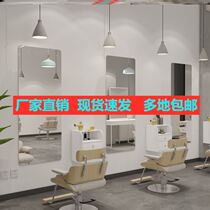 Barber shop mirror cabinet led integrated makeup hair cut luminous wall mirror Floor-to-ceiling mirror table with lamp hair mirror