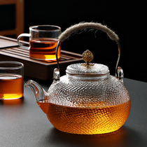 Thickened high temperature resistant all-glass kettle Hammer beam kettle Electric pottery stove heating teapot set Household tea maker