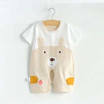 Baby conjoined clothes newborn summer short sleeve ha clothes 0 female baby Summer men 1 year old 6 thin 3 months Cotton