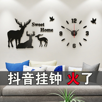 Clock and clock living room decoration home hanging watch Nordic modern simple fashion creative hanging watch luminous silent clock