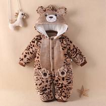 Baby childrens clothes newborn winter autumn winter clothes 2021 new baby tiger ha clothes climbing clothes jumpsuit jumpsuit thick cotton