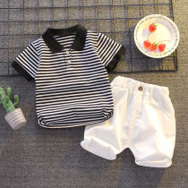 Boy Clothing Boy Summer Clothing Suit Fashion New Korean Version Children Short Sleeve T-shirt Male Baby Summer Sports Two Sets