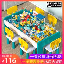 Building blocks table multifunctional toy table children boys and girls Baby Kindergarten assembly game puzzle chair set