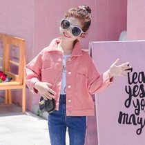 Girls denim jacket spring and autumn 2021 new Korean version of the girl loose short top spring childrens clothes