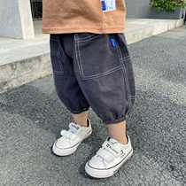 Boy Seven Pants Shorts Summer Thin male pant boy among boys Big fart pants Pants Light Cage Pants Mid Pants Summer