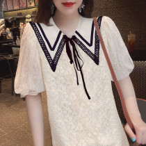  Bubble sleeve V-neck lace-up slim-fitting temperament dress European station 2021 summer womens new European goods trend