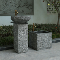 Natural stone wash basin outdoor courtyard sink basin stand column basin integrated balcony washbasin outdoor garden