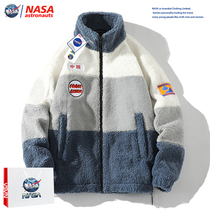 NASA Flagship Store American Retro Embroidered Lamb Plush Jacket Male Autumn Winter 2021 New Couple Cotton Clothes