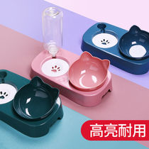 Cat bowl Double bowl automatic drinking water protection Cervical dog bowl Dog bowl Cat food bowl Anti-tipping water bowl Rice bowl supplies