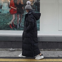 Down cotton jacket womens long Korean version to ankle 2021 loose thick knee bread coat