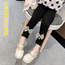 Female baby beats bottom pants 2022 Chunqiu Childrens butterfly knot in childrens baby outside wearing long pants girl spring dress pants
