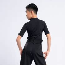 Latin dance suit boy 2023 new professional summer V neckline with short sleeve blouses boy dance t-shirt 5114
