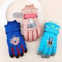 8-11-year-old children winter gloves plus velvet thickened cartoon boys and girls sub-finger middle-aged children skiing warm