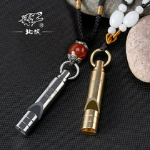 Whistle metal pure copper lifeguard high-end necklace can blow whistle childrens toys non-toxic multi-function brass