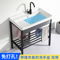 Balcony washing sink Stainless steel laundry basin with washboard Small size plus washbasin one-piece mini laundry pool